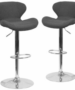 Flash Furniture - Contemporary Vinyl Adjustable Height Curved Back Barstool (set of 2) - Charcoal Fabric