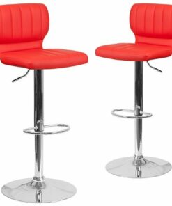 Flash Furniture - Contemporary Vinyl Adjustable Height Barstool  (set of 2) - Red Vinyl