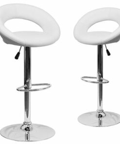 Flash Furniture - Contemporary Vinyl Rounded Orbit-Style Back Barstool (set of 2) - White