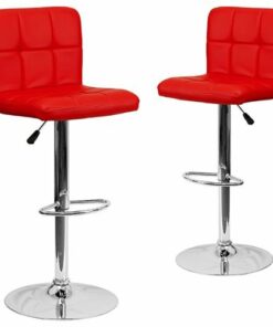 Flash Furniture - Contemporary Quilted Vinyl Adjustable Height Barstool (set of 2) - Red