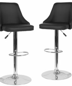 Flash Furniture - Trieste Contemporary Adjustable Height Barstool (set of 2) - Black LeatherSoft