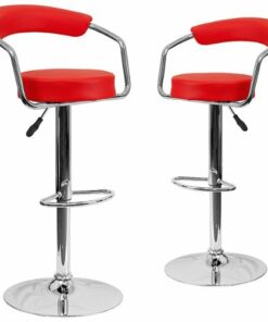 Flash Furniture - Contemporary Vinyl Adjustable Height Barstool (set of 2) - Red
