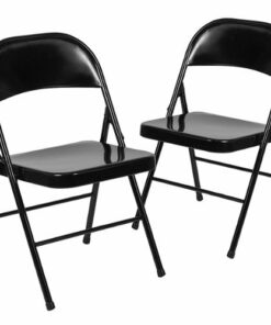 Flash Furniture - Hercules Series Double Braced Metal Folding Chair (set of 2) - Black