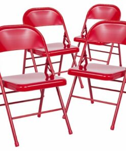 Flash Furniture - Hercules Series Triple Braced Metal Folding Chair (set of 4) - Red