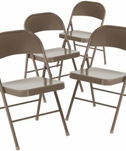 Flash Furniture - Hercules Series Double Braced Metal Folding Chair (set of 4) - Beige