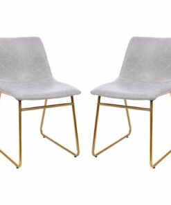 Flash Furniture - Butler 18" High Dining Chair - Light Gray LeatherSoft/Gold Frame