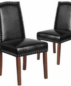 Flash Furniture - Hercules Hampton Hill Dining Chair - Upholstered - Black LeatherSoft