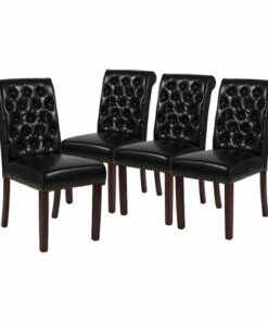 Flash Furniture - Hercules Dining Chair (Set of 4) - Black LeatherSoft