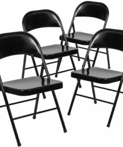 Flash Furniture - Hercules Series Double Braced Metal Folding Chair (set of 4) - Black