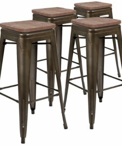 Flash Furniture - Metal Framed Bar Stool (Set of 4) - Gun Metal