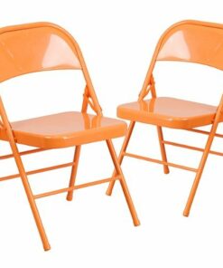 Flash Furniture - Hercules Colorburst Series Double Hinged Metal Folding Chair (set of 2) - Orange Marmalade