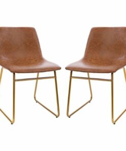 Flash Furniture - Butler 18" High Dining Chair - Light Brown LeatherSoft/Gold Frame