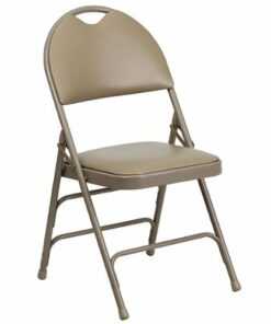 Flash Furniture - Hercules Vinyl Upholstered Folding Chair - Beige Vinyl/Beige Frame