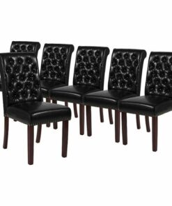 Flash Furniture - Hercules Dining Chair (Set of 6) - Black LeatherSoft
