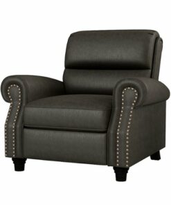 ProLounger - Chevon Bustle-Back Distressed Faux Leather Pushback Recliner Chair with Nailheads - Gray