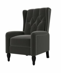 ProLounger - Feigin Velvet Wingback Pushback Recliner Chair - Charcoal  Gray
