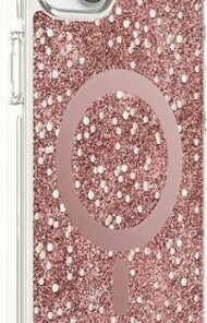 kate spade new york - Protective Hardshell Magsafe Case for iPhone 14 Plus - Chunky Glitter Rose Gold