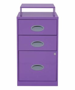 OSP Home Furnishings - 3 Drawer Locking Metal File Cabinet with Top Shelf - Purple