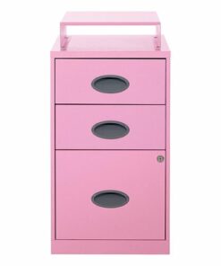 OSP Home Furnishings - 3 Drawer Locking Metal File Cabinet with Top Shelf - Pink