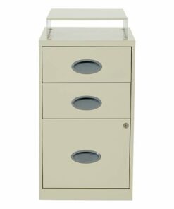 OSP Home Furnishings - 3 Drawer Locking Metal File Cabinet with Top Shelf - Tan