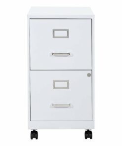 OSP Home Furnishings - 2 Drawer Mobile Locking Metal File Cabinet - White