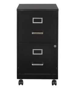 OSP Home Furnishings - 2 Drawer Mobile Locking Metal File Cabinet - Black