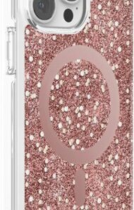 kate spade new york - Protective Hardshell Magsafe Case for iPhone 14 Pro Max - Chunky Glitter Rose Gold