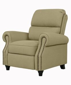 ProLounger - Chevon Linen Bustle-Back Pushback Recliner Chair with Nailheads - Barley Tan