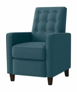 ProLounger - Gruber Textured Linen Square-Arm Button-Tufted Pushback Recliner - Medium Blue