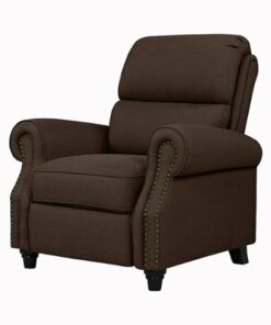 ProLounger - Chevon Linen Bustle-Back Pushback Recliner Chair with Nailheads - Brown