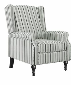 ProLounger - Tolkin Linen Farmhouse Stripe Pushback Wingback Recliner Chair - Black