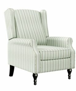 ProLounger - Tolkin Linen Farmhouse Stripe Pushback Wingback Recliner Chair - Barley Tan