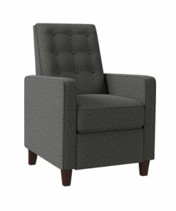 ProLounger - Gruber Tweed Square-Arm Button-Tufted Pushback Recliner - Charcoal  Gray