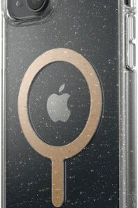 Speck - Presidio Perfect-Clear Case with MagSafe for Apple iPhone 14 Plus - Gold Glitter