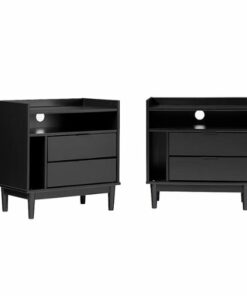 Walker Edison - Boho Solid Wood Nightstand (set of 2) - Black