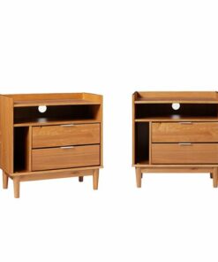 Walker Edison - Boho Solid Wood Nightstand (set of 2) - Caramel