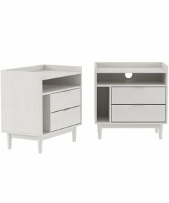Walker Edison - Boho Solid Wood Nightstand (set of 2) - White
