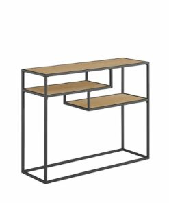 Walker Edison - Modern Minimal Entryway Table with Floating Shelves - Coastal Oak/Black