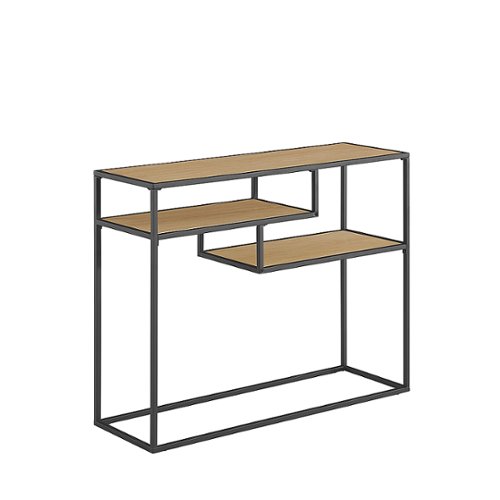 Walker Edison - Modern Minimal Entryway Table with Floating Shelves - Coastal Oak/Black