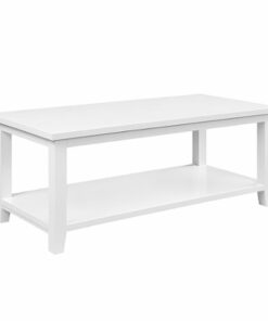 Walker Edison - Modern Minimal Coffee Table with Lower Shelf - Solid White
