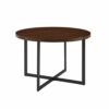 Walker Edison - Mid-Century Modern Metal and Wood Dining Table - Dark Walnut/Black