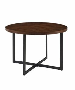 Walker Edison - Mid-Century Modern Metal and Wood Dining Table - Dark Walnut/Black
