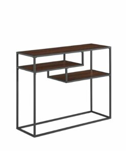 Walker Edison - Modern Minimal Entryway Table with Floating Shelves - Dark Walnut/Black