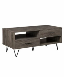 Walker Edison - Contemporary Minimalist 2-Drawer Coffee Table - Slate Grey/Black