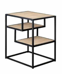 Walker Edison - Modern Minimal Side Table with Floating Shelves - Coastal Oak