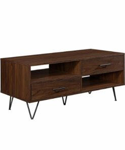 Walker Edison - Contemporary Minimalist 2-Drawer Coffee Table - Dark Walnut/Black