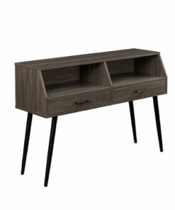 Walker Edison - Contemporary 2-Drawer Entry Table with Glass Shelves - Stale Grey/Black