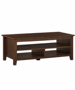 Walker Edison - Coastal Grooved-Panel Storage Coffee Table - Dark Walnut