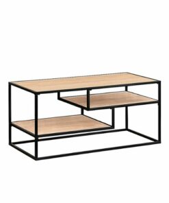 Walker Edison - Modern Minimal Coffee Table with Floating Shelves - Coastal Oak
