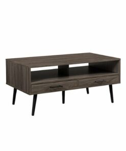 Walker Edison - Contemporary 2-Drawer Coffee Table with Open Storage - Slate Grey/Black